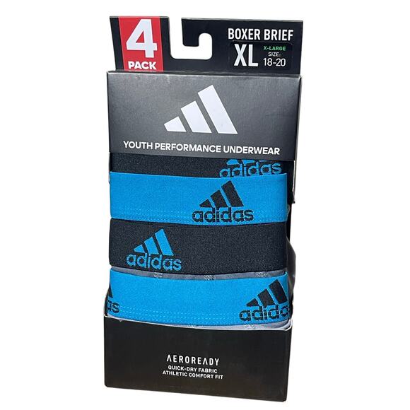 Adidas Youth XL Boxer Briefs 4 Pack - Picture 1 of 3